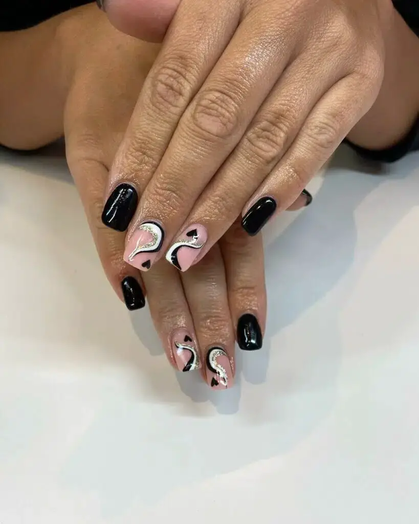 This one is by far my favorite style. Love it!!! | Pretty nails, Pink black  nails, Nails